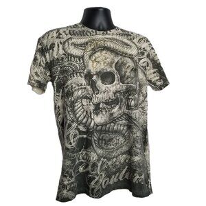 Xtreme Couture Men’s Graphic Skull Snake Grunge T Shirt Size Large